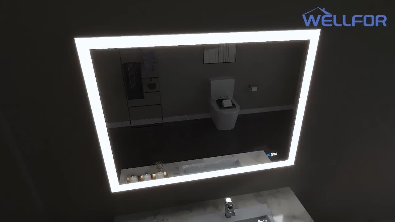 48 in. W x 36 in. H Large Rectangular Frameless LED Light Anti-Fog Wall Bathroom Vanity Mirror Super Bright