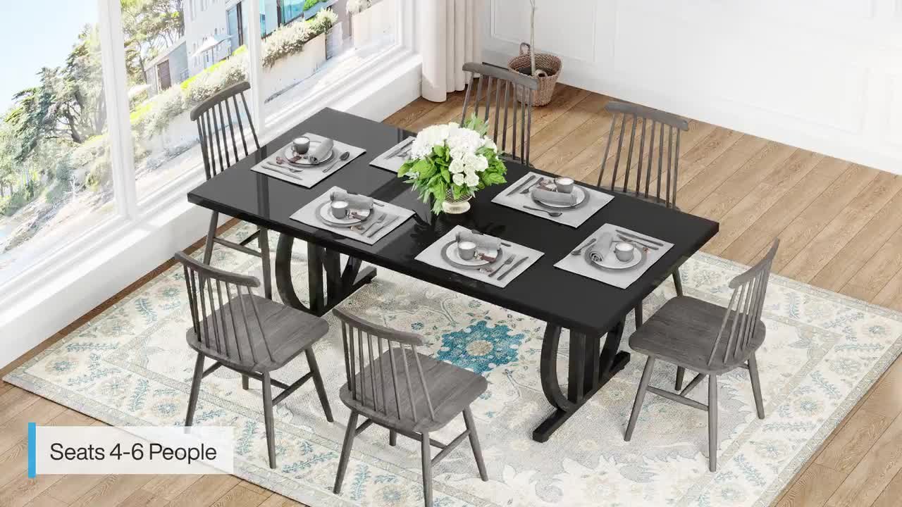 TRIBESIGNS WAY TO ORIGIN Halseey Black Wood 63 in. Trestle Dining
