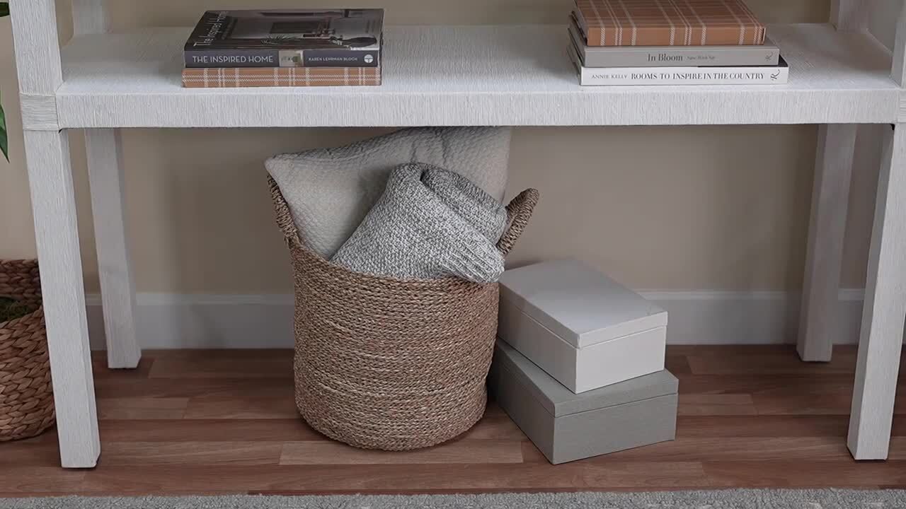 bali & pari Gale 52.4 in. White Rectangle Grasscloth Wicker