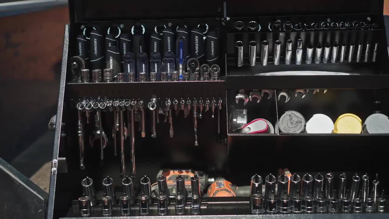 27 in. W x 18 in. D Portable Triangle Top Tool Chest for Sockets, Wrenches and Screwdrivers in Black Powder Coat 27 in. W x 18 in. D Portable Triangle Top Tool Chest for Sockets, Wrenches and Screwdrivers in Black Powder Coat
