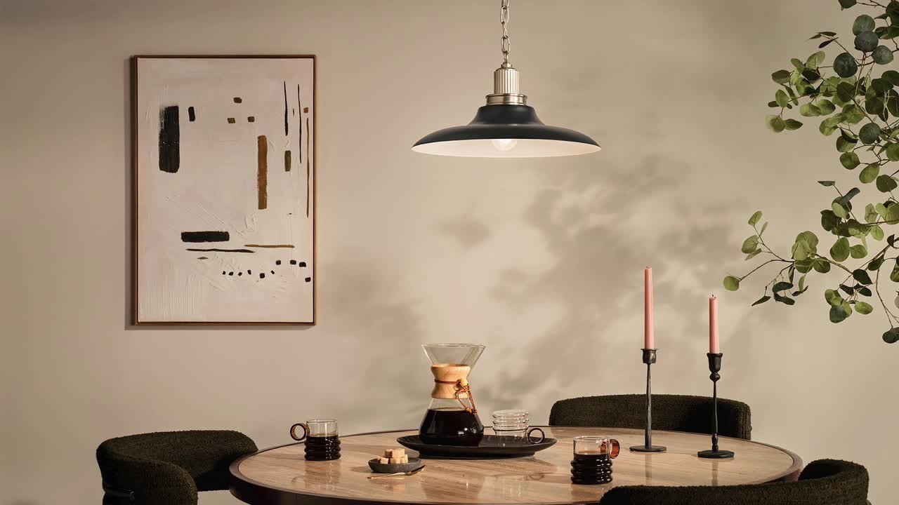 KICHLER Sarek 1-Light Convertible Pendant/Semi Flush in Black