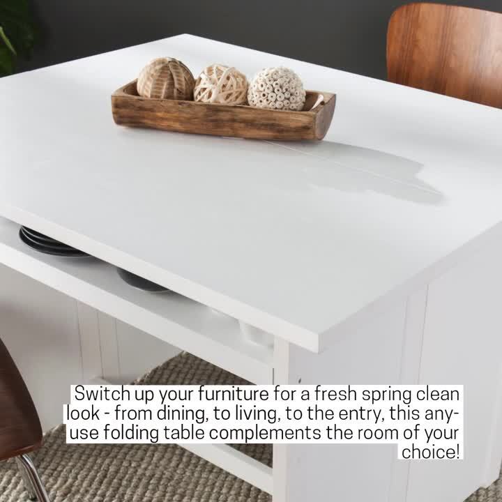 Elmor 35.5 in. Rectangle White MDF Top 2 to 6 Person Convertible Console to Dining Table