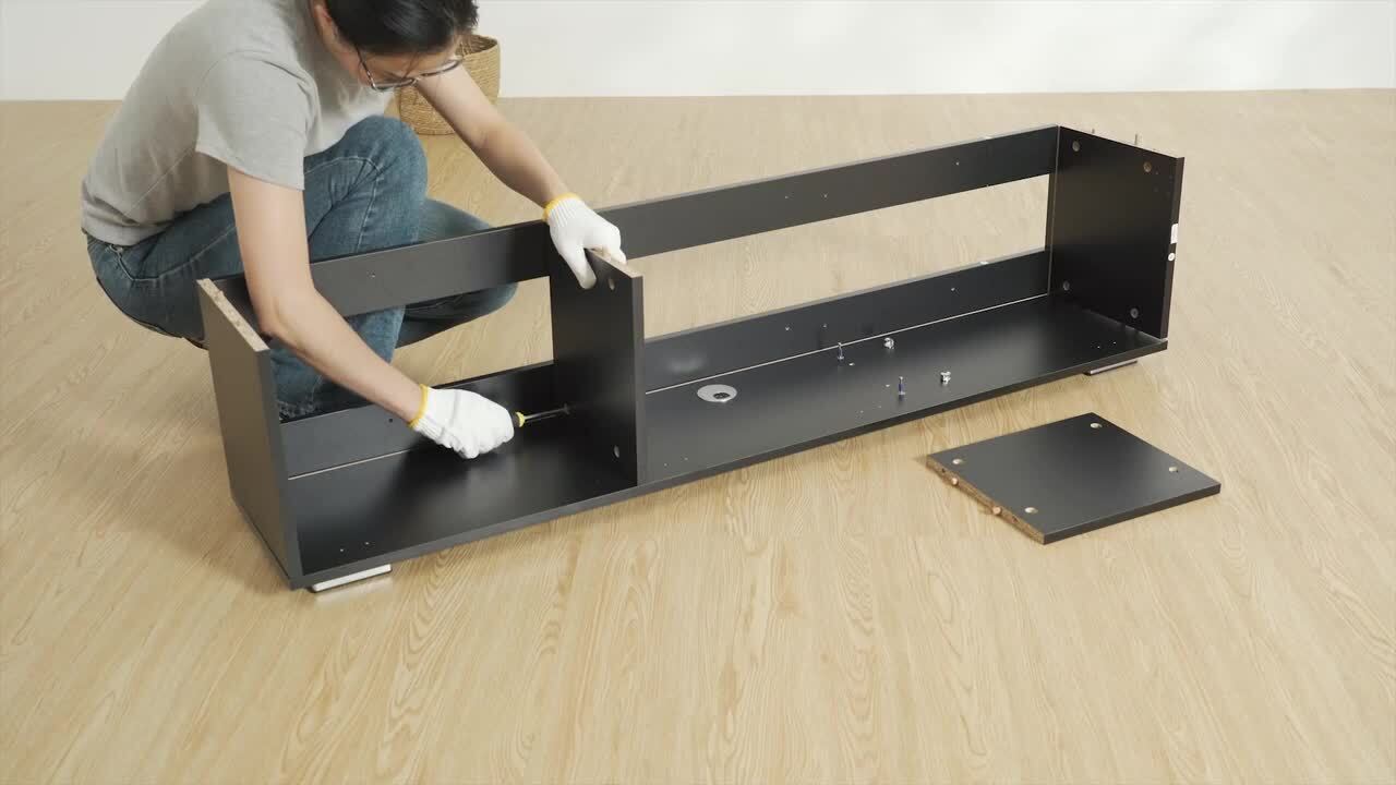 Modern LED 55 in. White TV Stand with 3-Storage Cabinets Fits TV's up to 65 in. with Cable Management