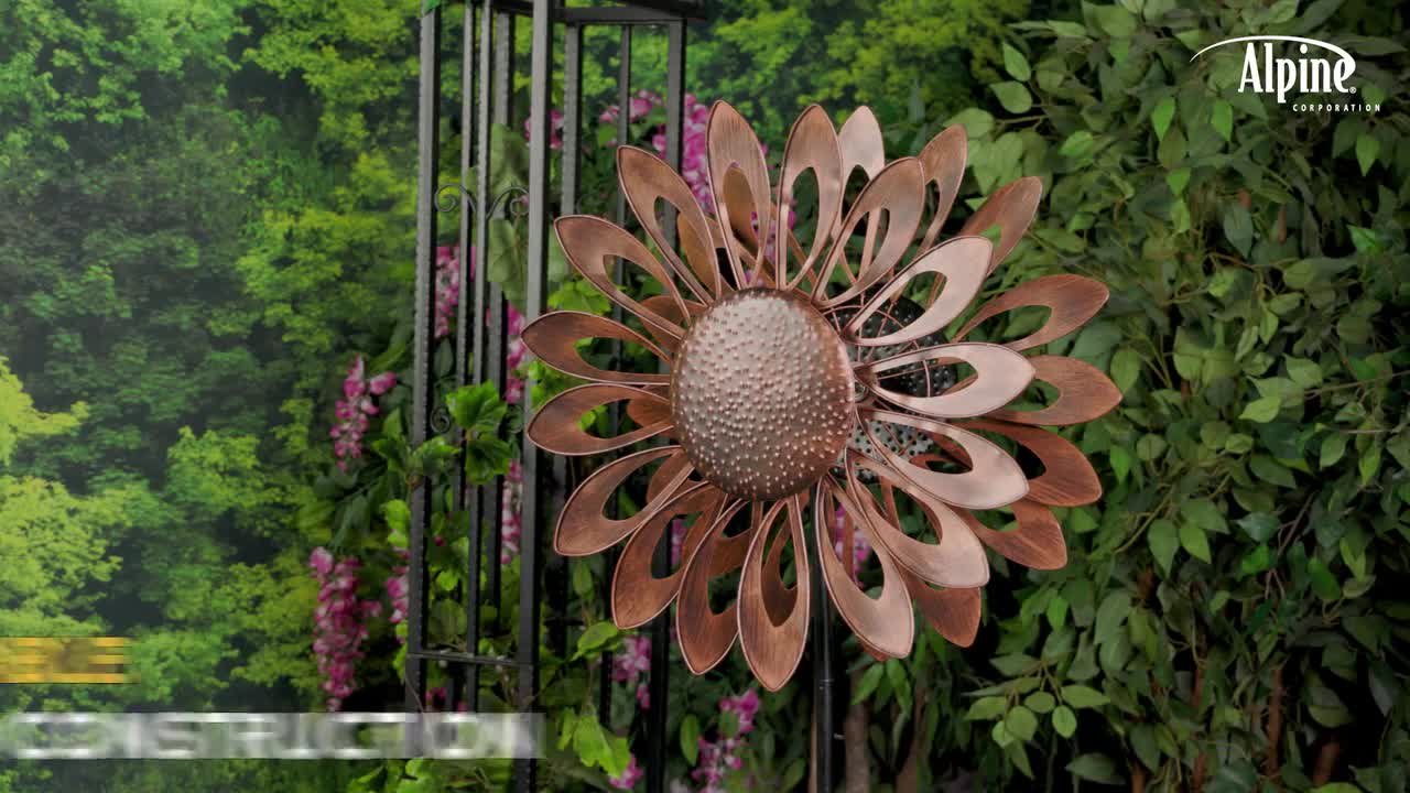 Alpine Corporation 85 in. Tall Antique Flower Kinetic Wind Spinner