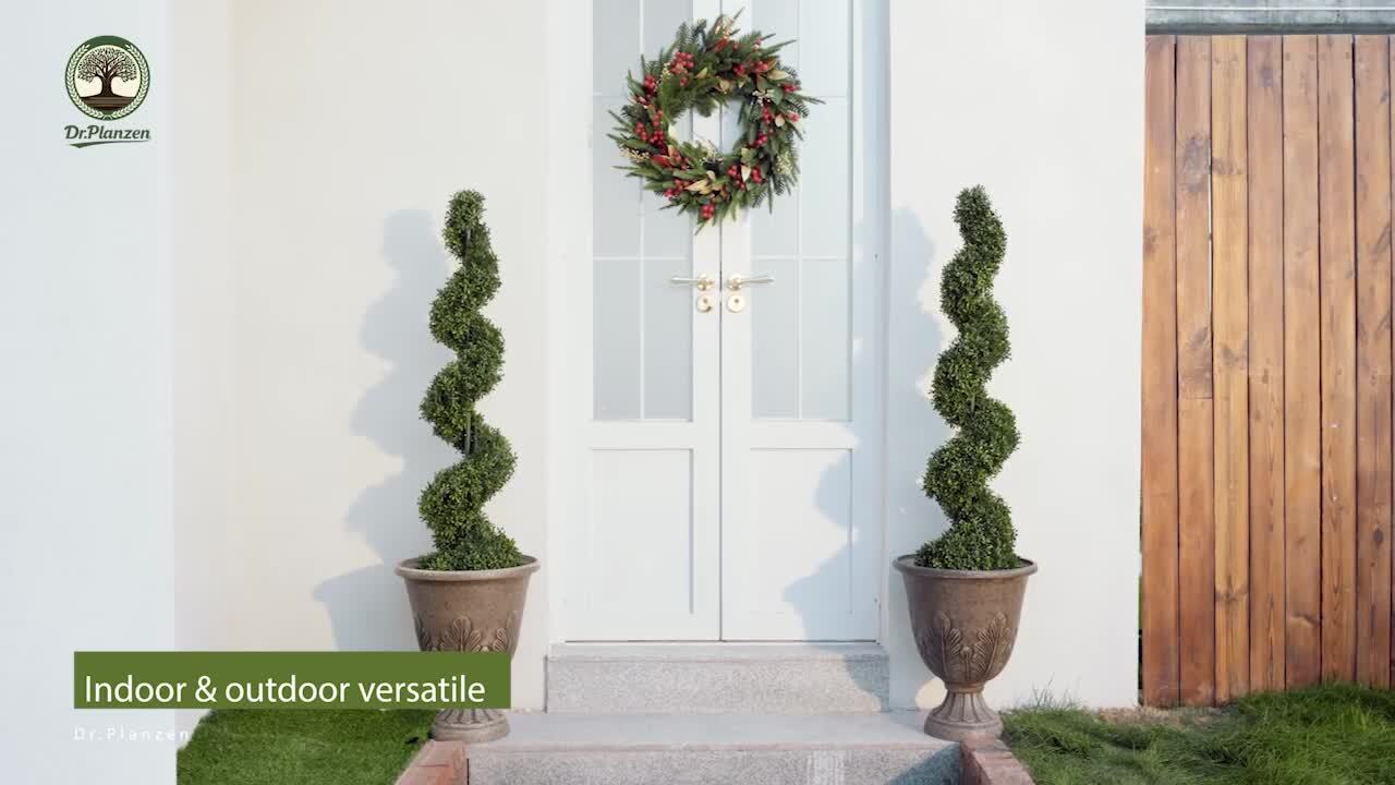 DR.Planzen 4 ft. Artificial Boxwood Spiral Topiary Trees Large