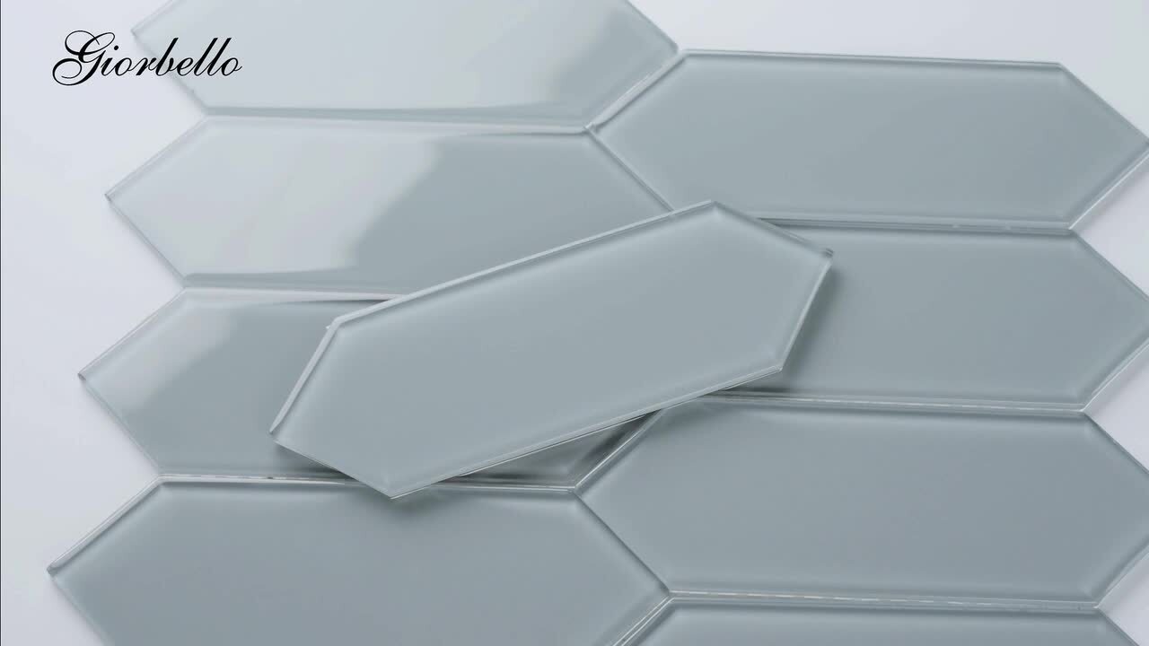 Giorbello (Sample) Glass Subway Slate 3-in x 9-in Glossy Glass Tile