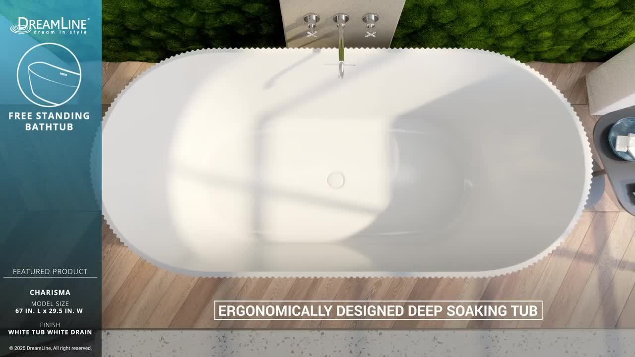 DreamLine Charisma 67 in. x 29 in. Freestanding Acrylic Soaking