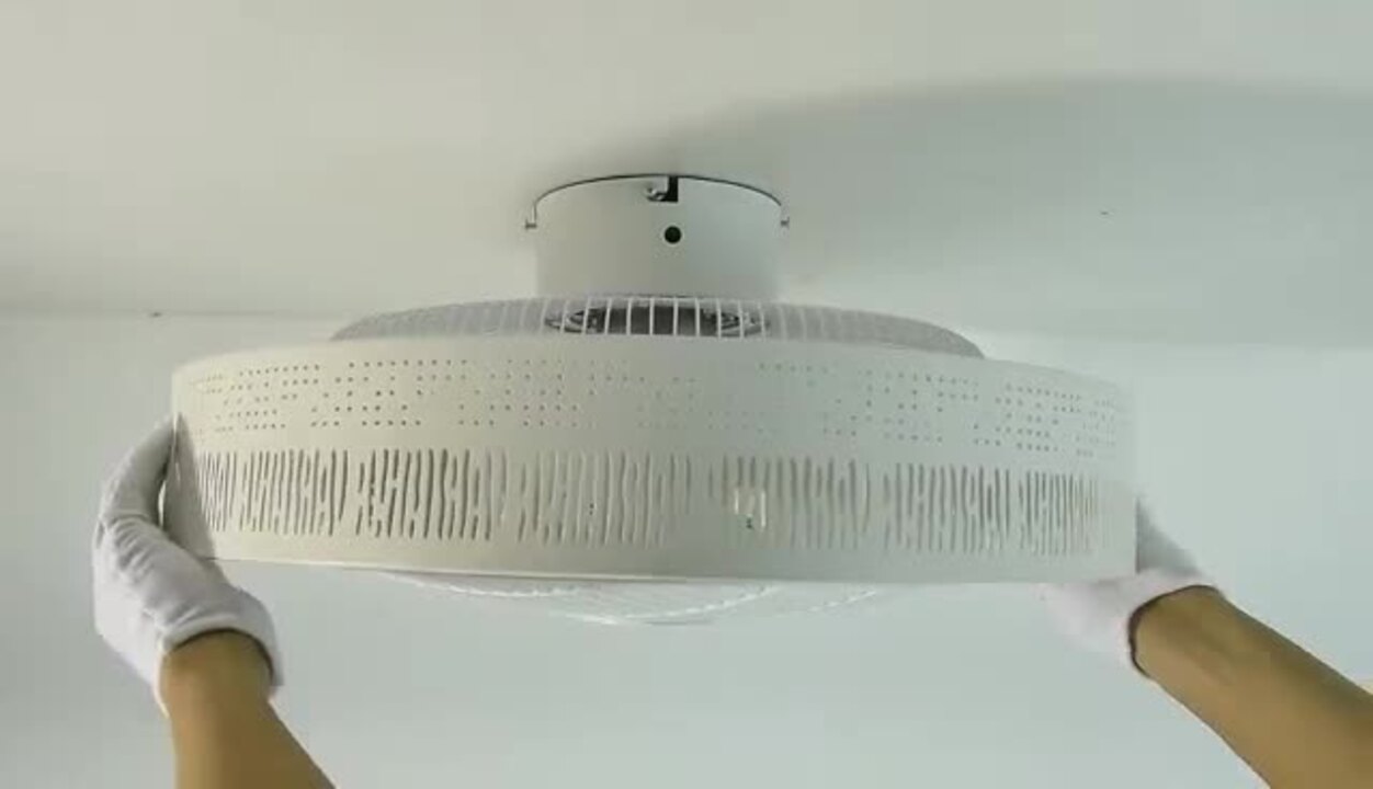 OUKANING 21.6 in. White Modern Round Indoor Integrated LED