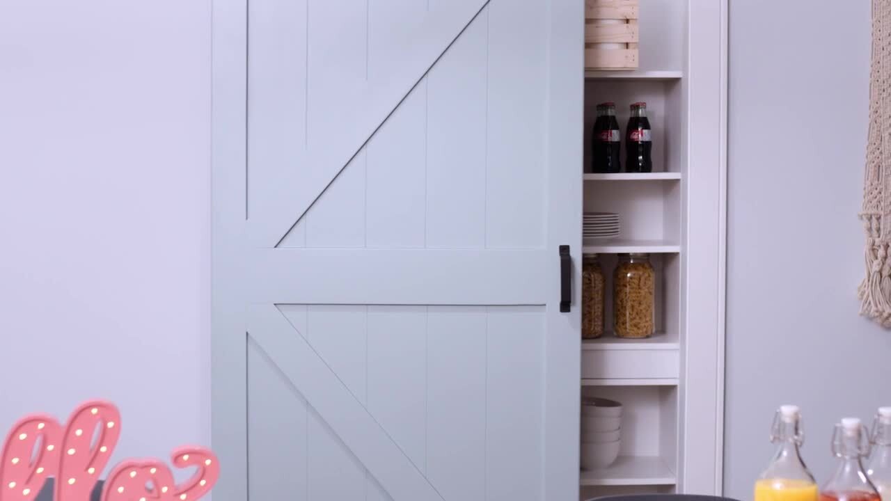 TRUporte 36 in. x 84 in. Bright White Solid Core Frosted 3 Lite Barn Door  with Rustic Matte Black Hardware Kit ES61-W1-BW-3TG - The Home Depot