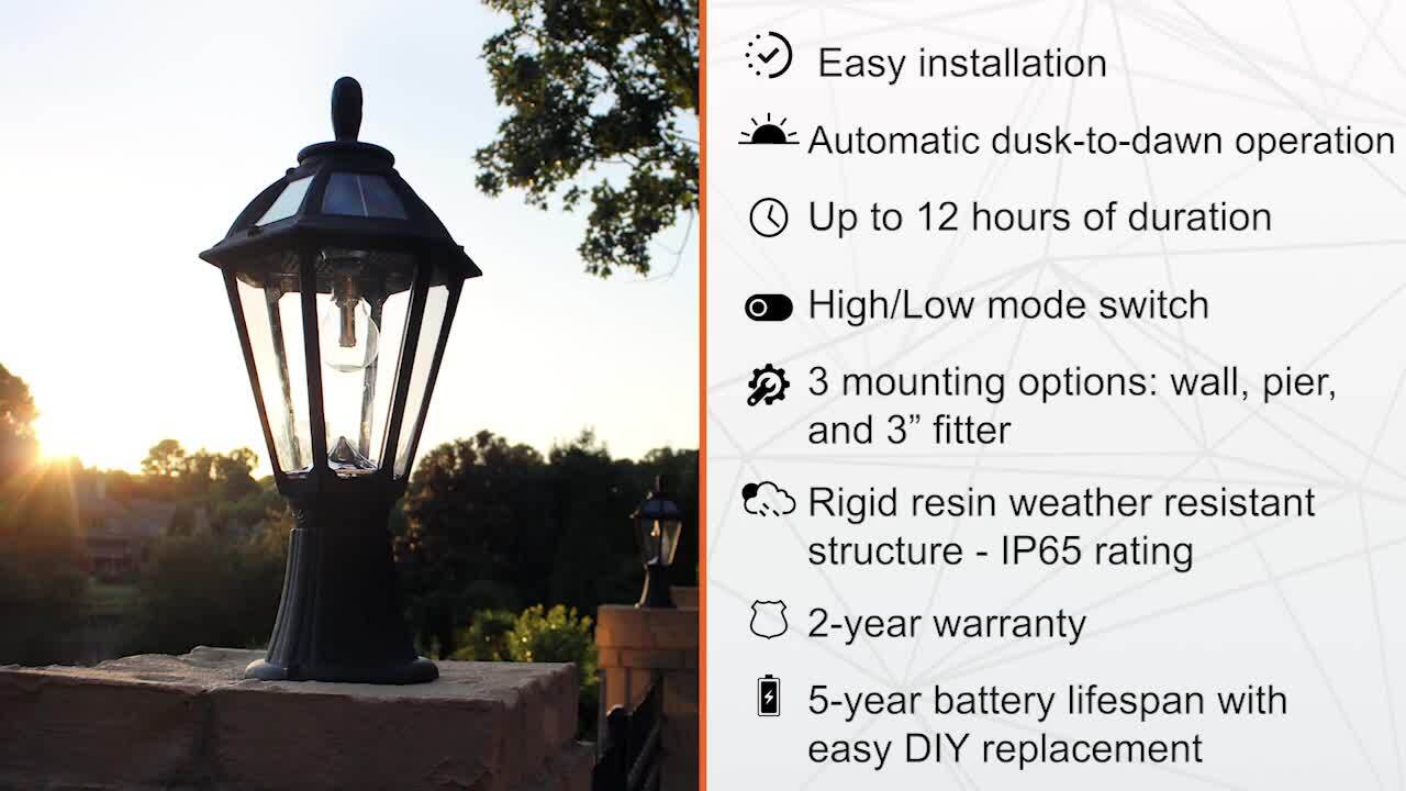 Polaris Solar Medium 1-Light Black Resin LED Outdoor Post Light and Bollard Lamp Post with Warm-White GS LED Bulb Polaris Solar Medium 1-Light Black Resin LED Outdoor Post Light and Bollard Lamp Post with Warm-White GS LED Bulb