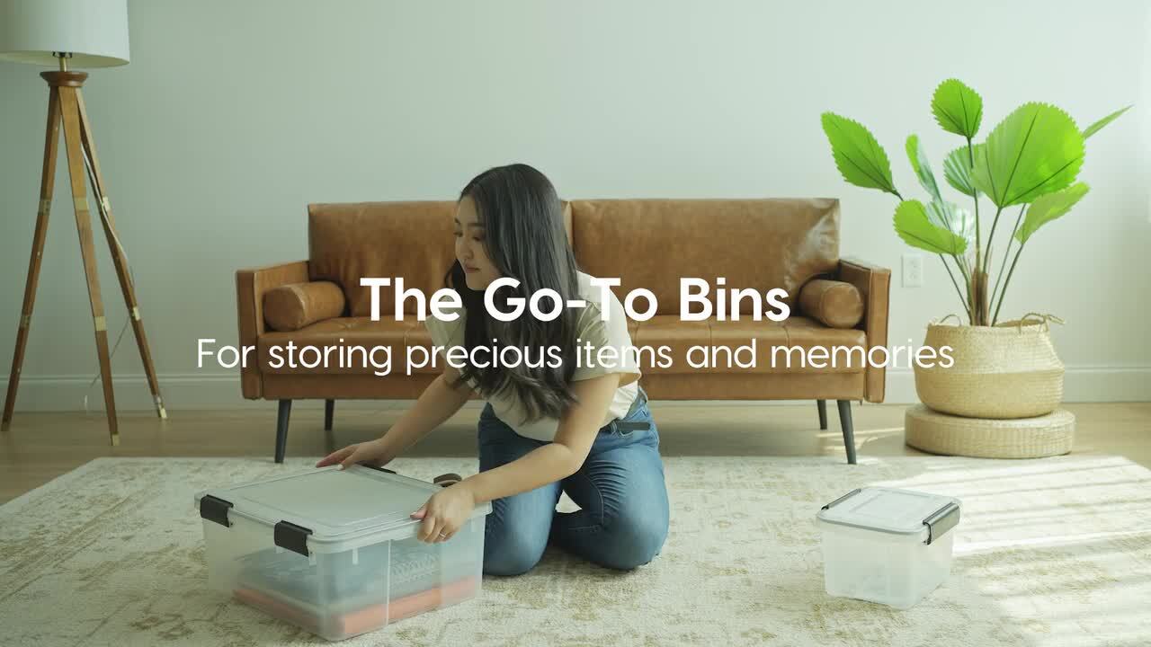IRIS 60 Qt./15 Gal. Clear Plastic Storage Boxes with Blue Lid