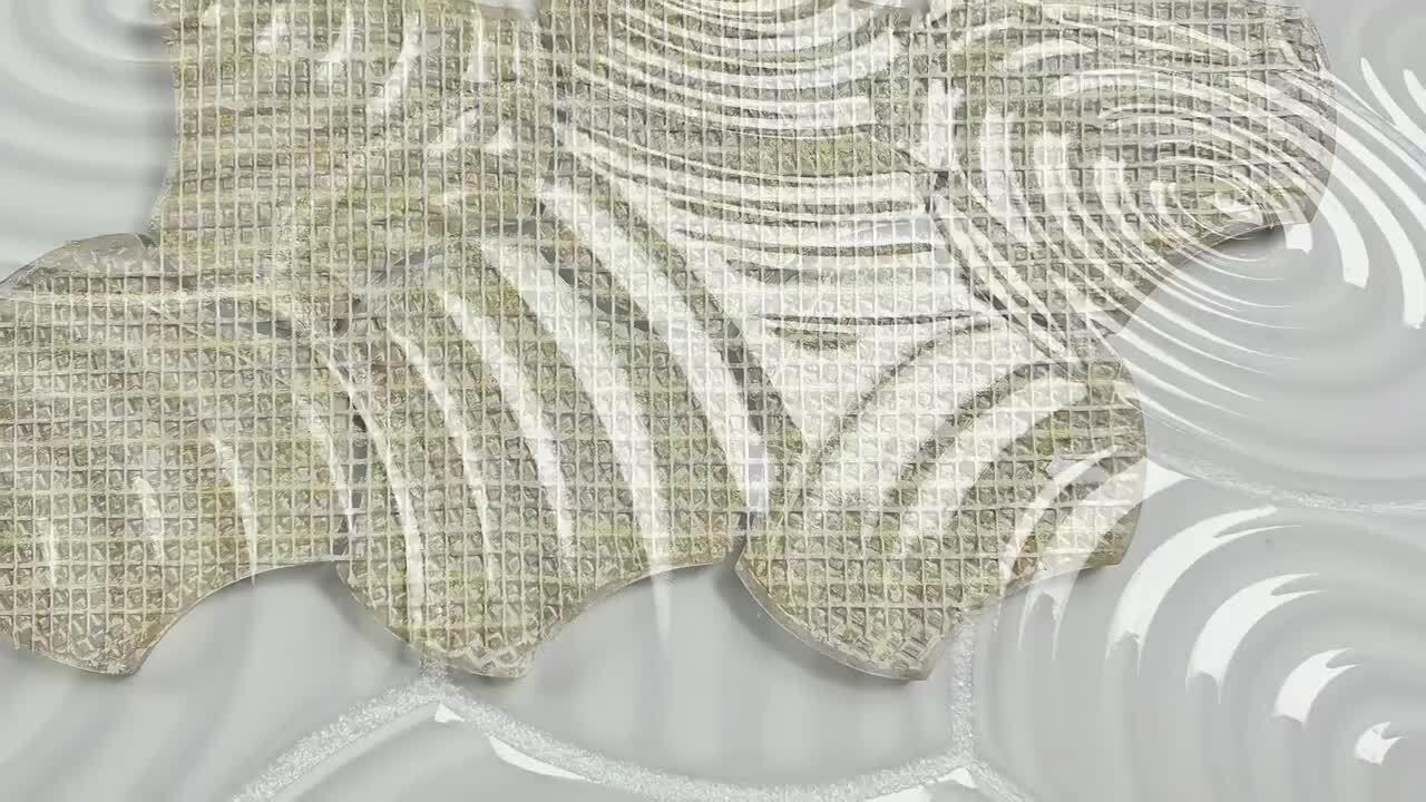 ABOLOS Monet White Sand Swirl Textured Circles Mosaic 8.25 ABOLOS Monet White Sand Swirl Textured Circles Mosaic 8.25