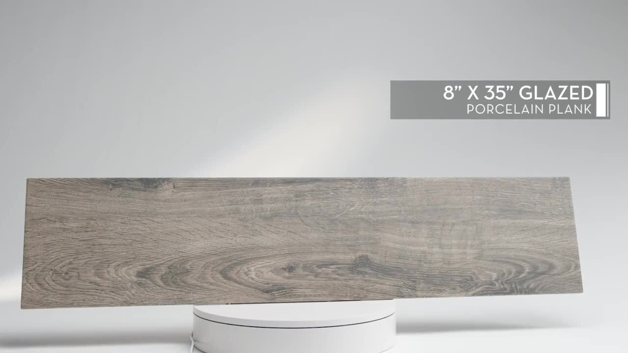 EMSER TILE Mokuzai II Shiro 7.87 in. x 35.43 in. Matte Wood