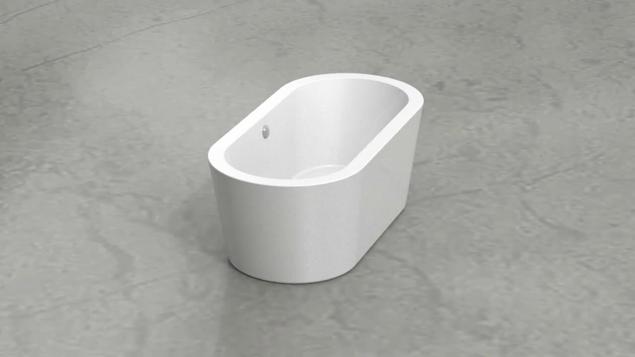 59 in. Fiberglass Center Drain Oval Double Ended Flatbottom Freestanding Bathtub in Glossy White 59 in. Fiberglass Center Drain Oval Double Ended Flatbottom Freestanding Bathtub in Glossy White
