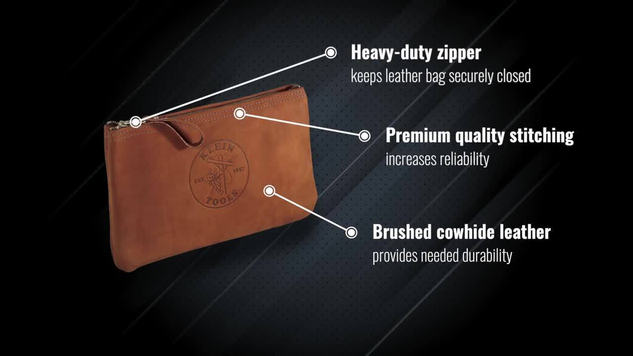 12-1/2 in. Leather Zipper Bag 12-1/2 in. Leather Zipper Bag