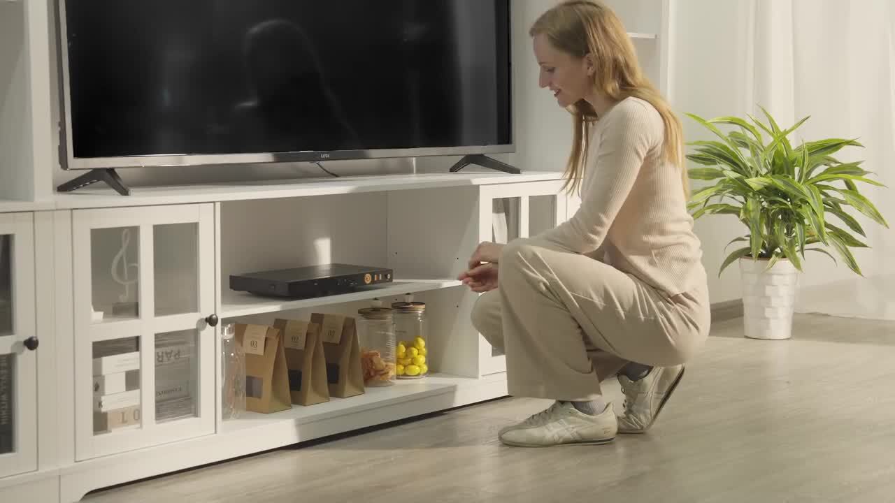 FUFU&GAGA Gray Wood TV Stand Fits TV's up to 75 in. with Top