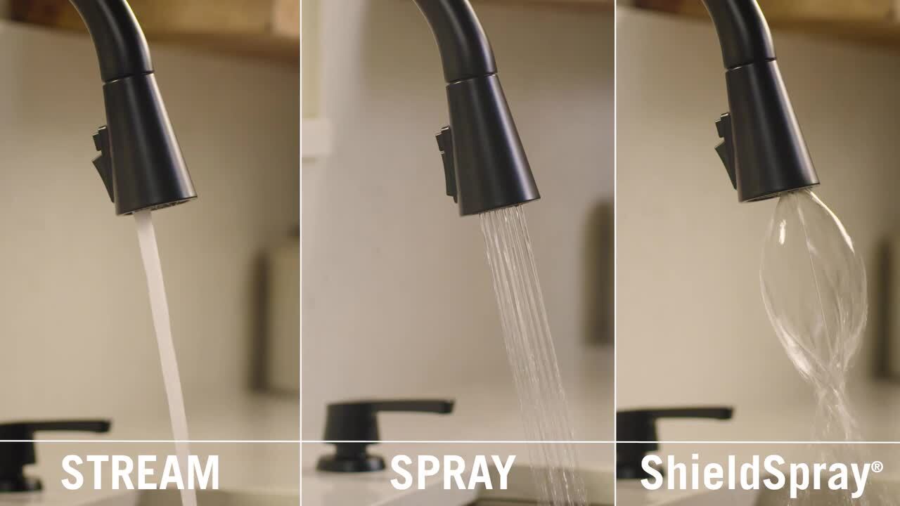 Marca Single-Handle Pull-Down Sprayer Kitchen Faucet with ShieldSpray Technology in Champagne Bronze Marca Single-Handle Pull-Down Sprayer Kitchen Faucet with ShieldSpray Technology in Champagne Bronze
