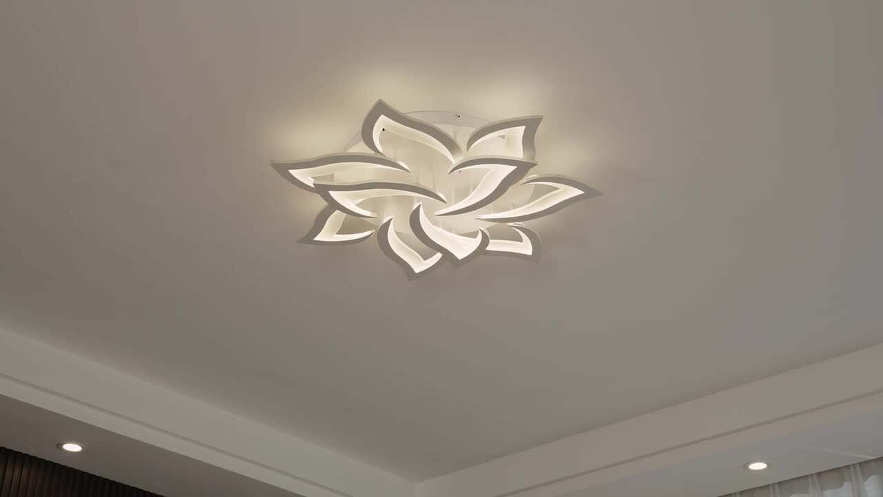 Genoci 33.5 in. 72-Watt Modern Flower White Dimmable Integrated