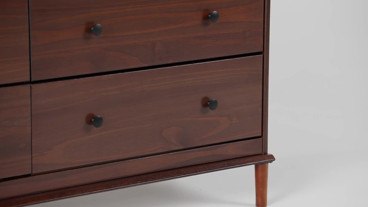 Walker Edison Furniture Company Classic Mid-Century Modern Caramel 6-Drawer 57 in. Solid Wood Dresser HD9992 Walker Edison Furniture Company Classic Mid-Century Modern Caramel 6-Drawer 57 in. Solid Wood Dresser HD9992