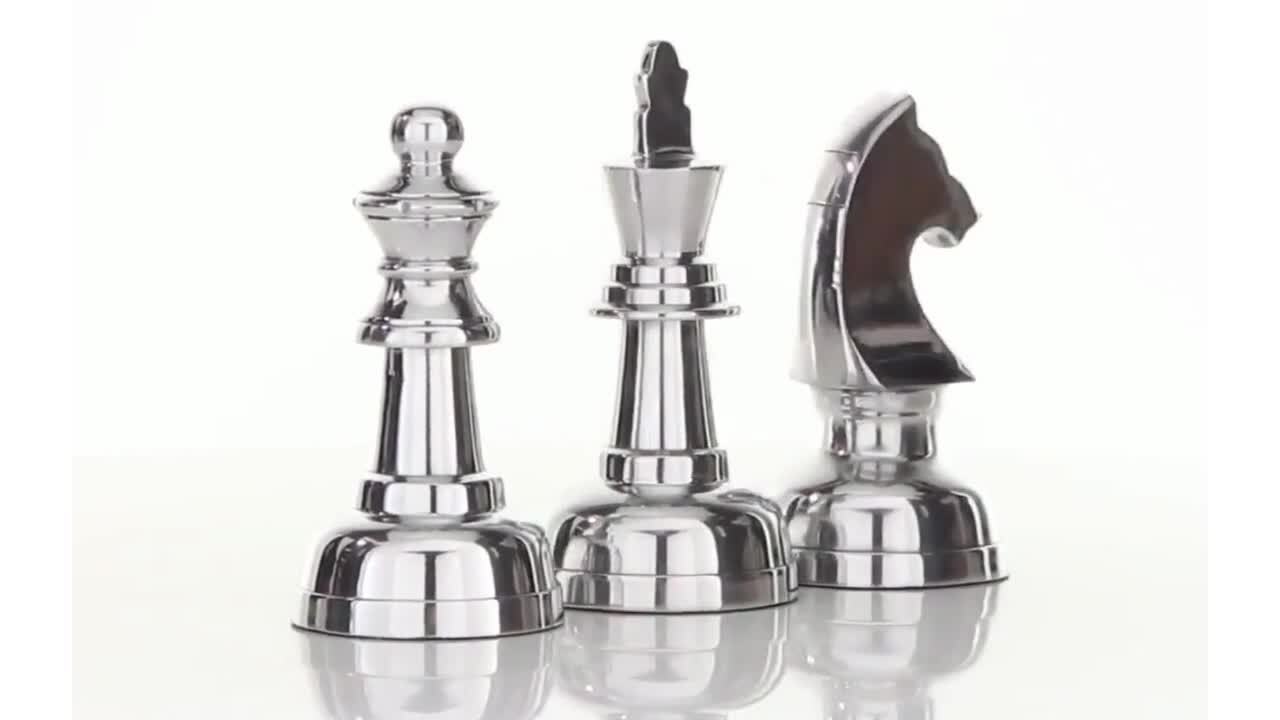 CosmoLiving by Cosmopolitan Dark Gray Aluminum Chess Sculpture