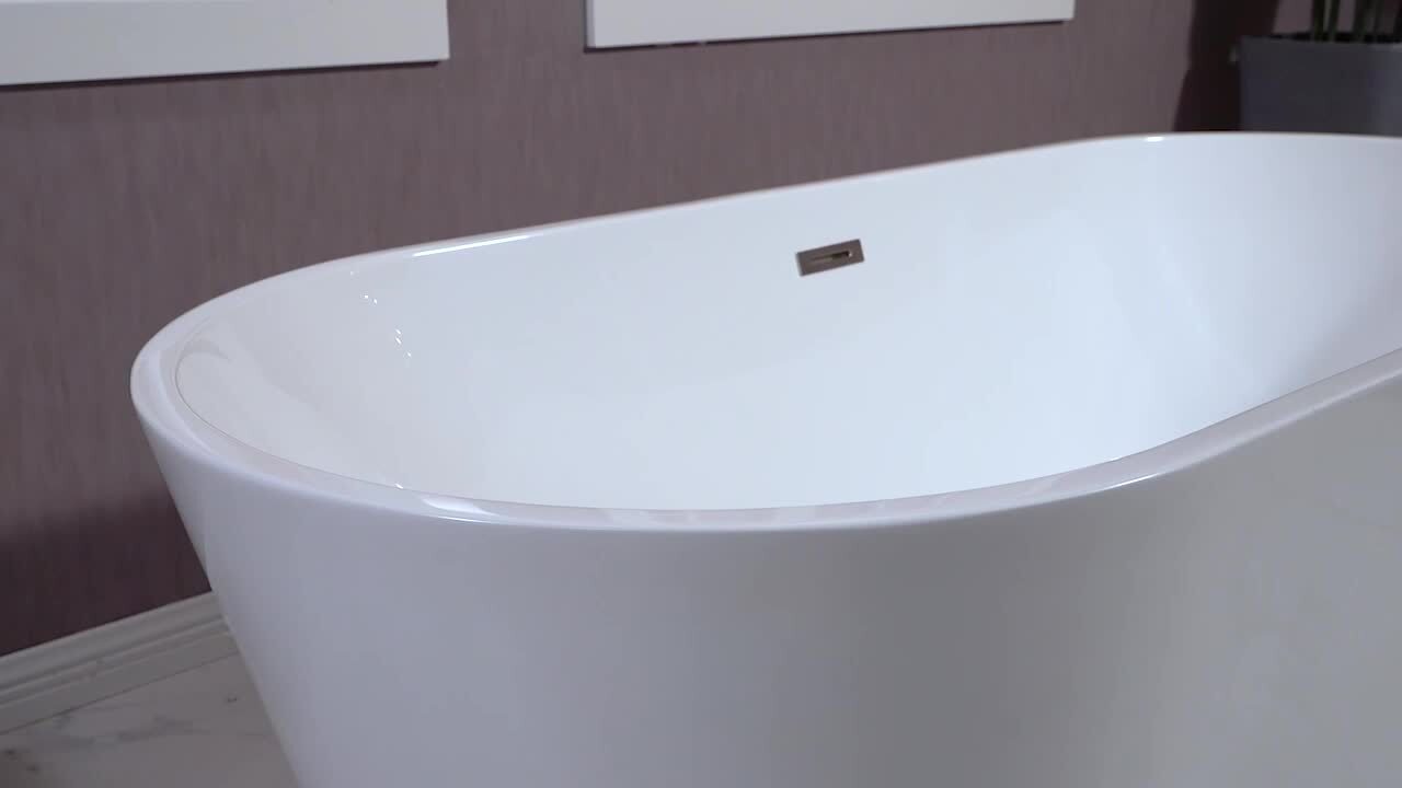 Avignon 67 in. Acrylic Flatbottom Double Ended Bathtub with Brushed Nickel Overflow and Drain Included in White