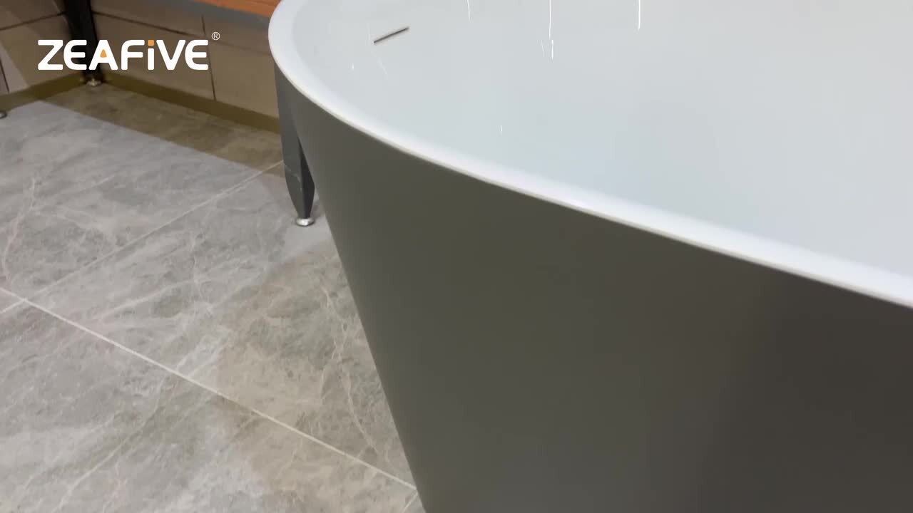59 in. x 29.5 in. Free Standing Soaking Tub Flatbottom Acrylic Freestanding Bathtub with Chrome Drain in Matte Grey
