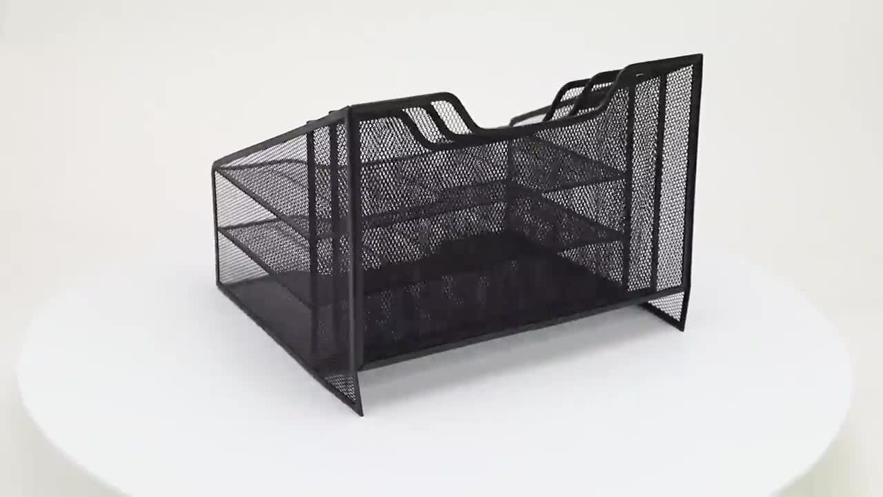 Mind Reader Mesh Desk Organizer, 10 Compartments - Black