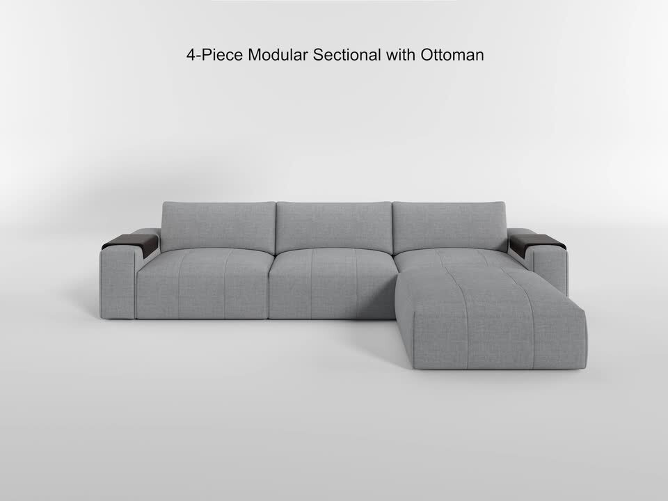 Lazzara Marquis 143 in. Square Arm 5-Piece Textured Fabric
