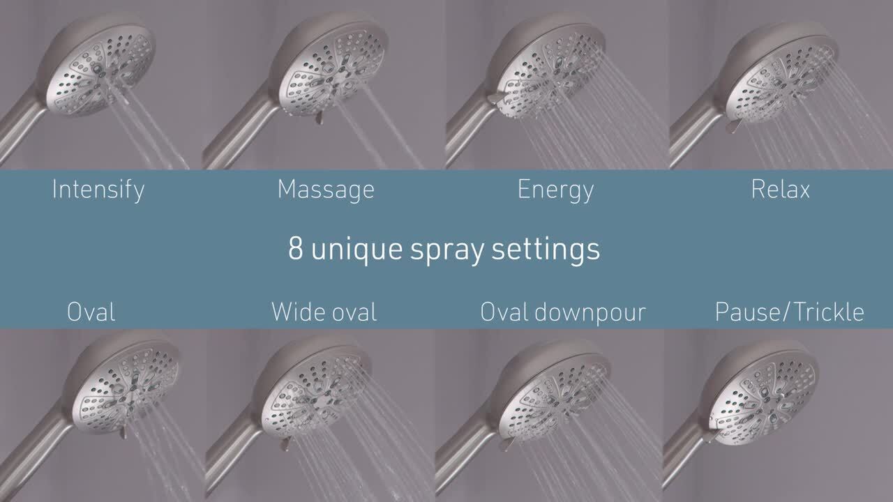 HydroEnergetix 8-Spray Patterns with 1.75 GPM 4.75 in. Wall Mount Dual  Shower Heads in Chrome