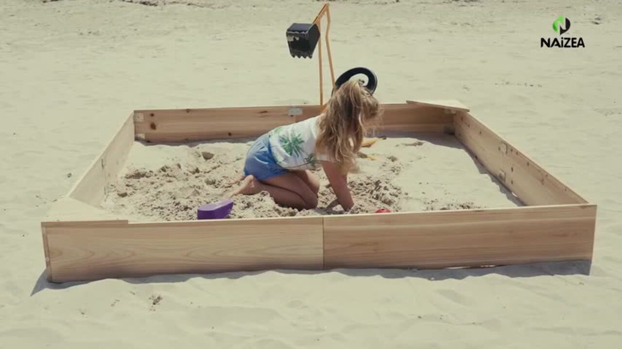 BOZTIY Kids Sand Box Wooden Sandbox 6 ft. W x 6 ft. L x 8 in
