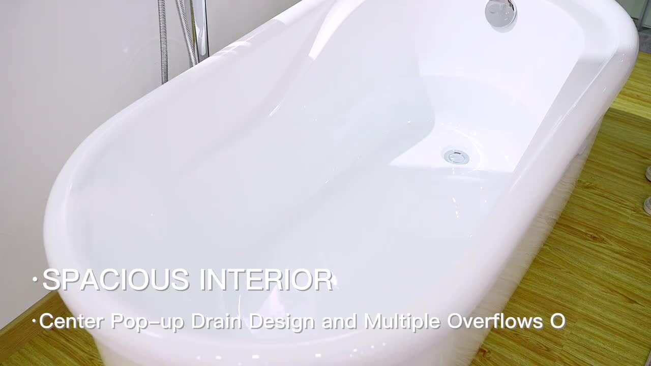 Vanity Art Ajaccio 59 in. Acrylic Flatbottom Bathtub in White