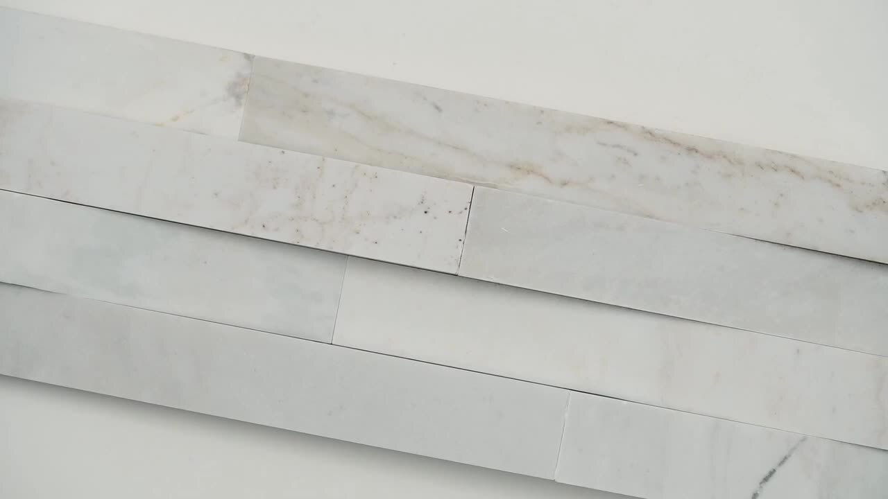 MSI Cosmic White 3D Ledger Panel 6 in. x 24 in. Honed Marble Wall