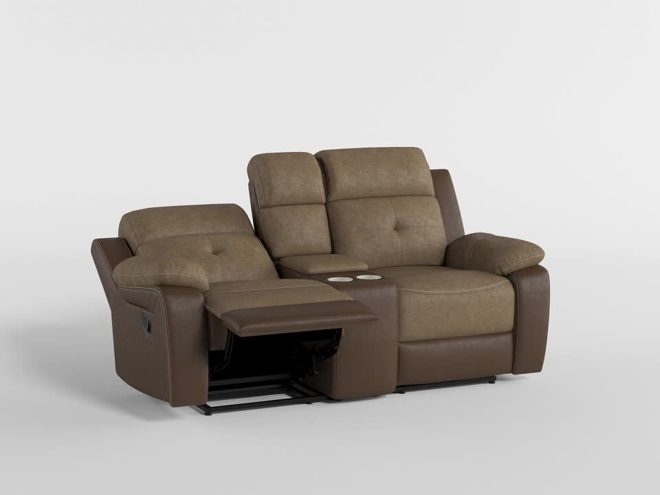 Lazzara Anslee 73 in. W Brown Microfiber Double Glider Reclining