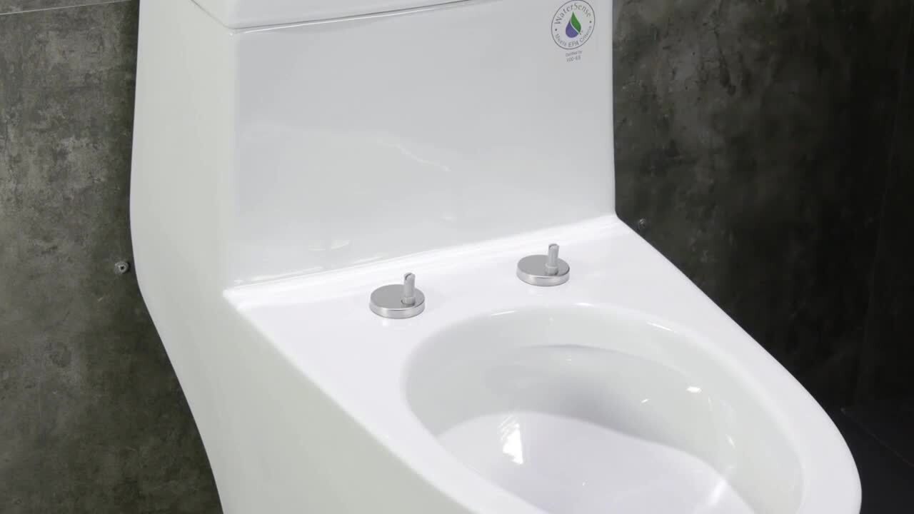 Modern 1-Piece 1.0/1.6 GPF High Efficiency Dual Flush Square All-in One Toilet with Soft Closed Seat Included in White Modern 1-Piece 1.0/1.6 GPF High Efficiency Dual Flush Square All-in One Toilet with Soft Closed Seat Included in White