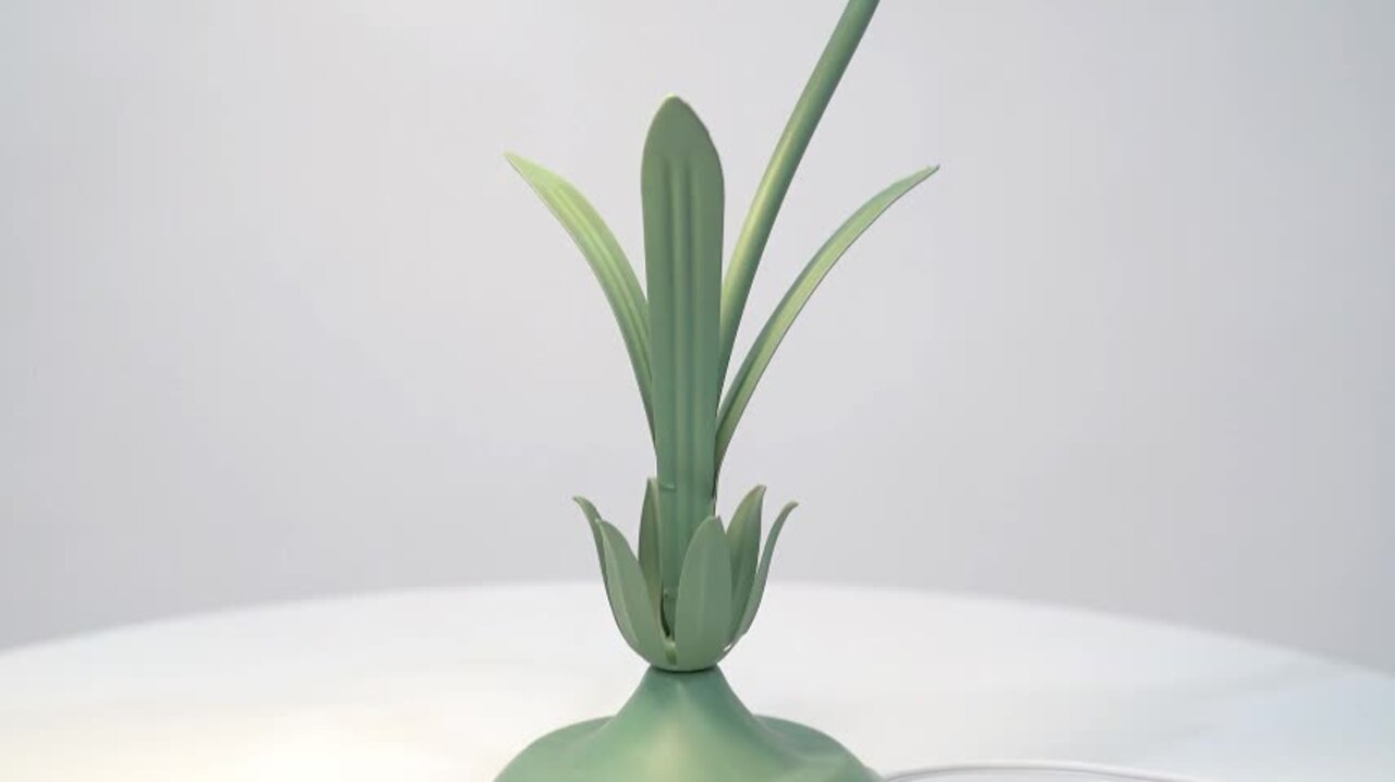 OUKANING 19.6 in. Green Flower Shaped Task and Reading Desk Lamp