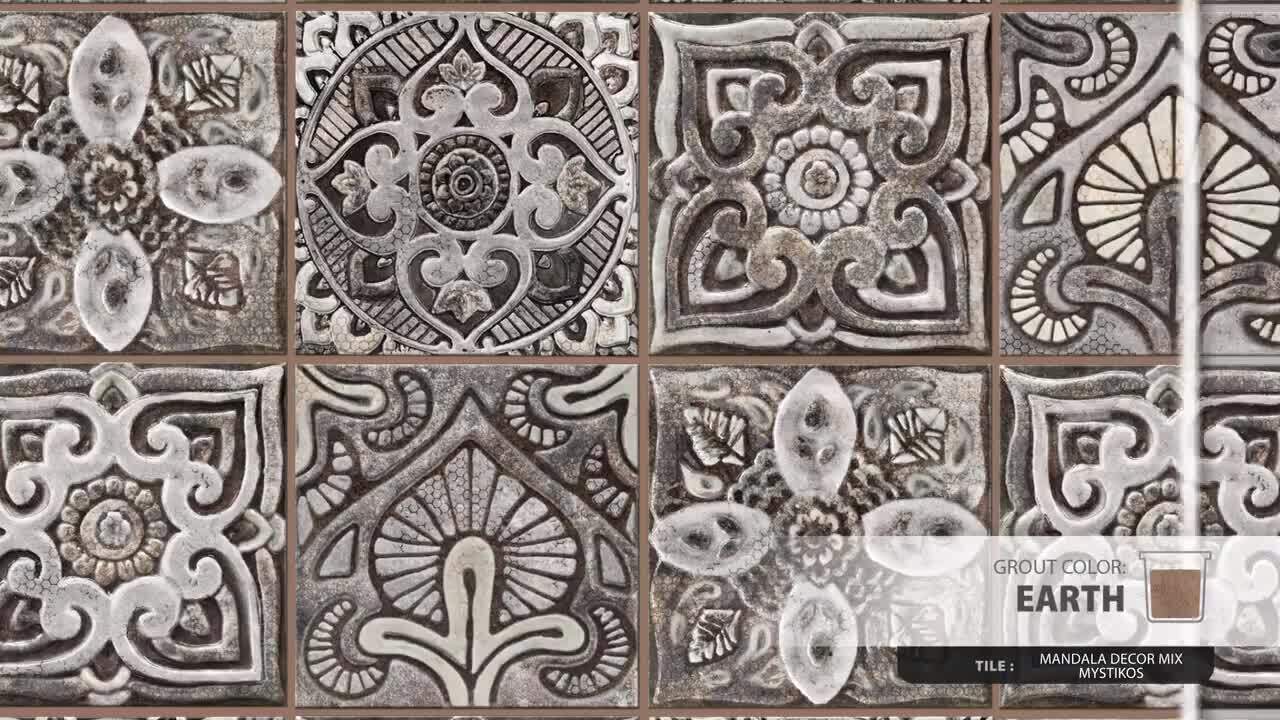 Merola Tile Mandala Decor Mix Mystikos 7-7/8 in. x 7-7/8 in