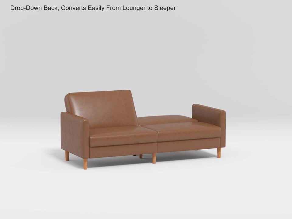 Lazzara Rittman 79 in. Camel Faux Leather Elegant Twin Futon