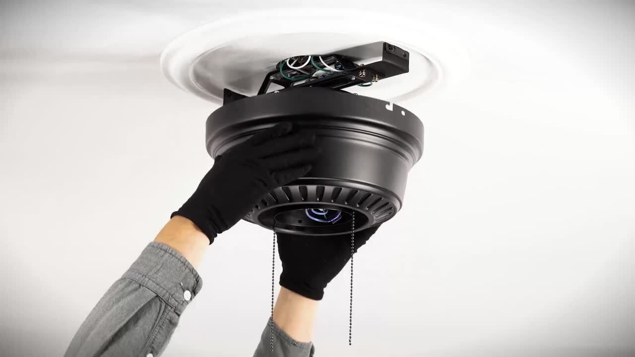 Hampton Bay - Hugger 52 in. LED Indoor Black Ceiling Fan with Light Kit