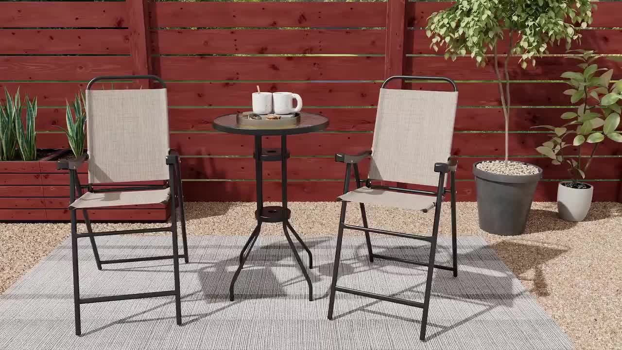 Costway Metal Folding Outdoor Bar Stool(2-Pack) in Coffee A1Q21134