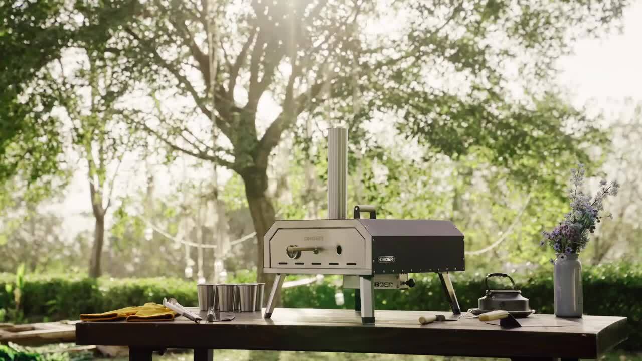 BOZTIY 13 in. Wood Propane Charcoal Pellet Combo Outdoor Pizza