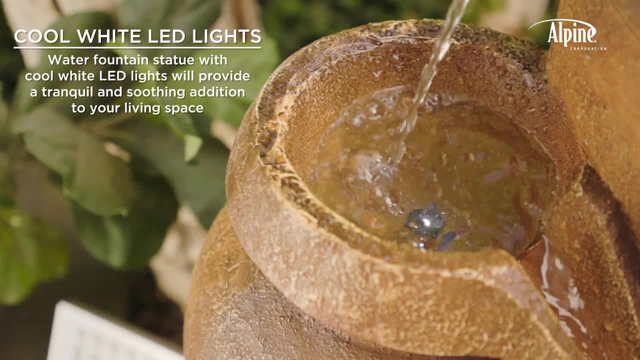Alpine Corporation 43 in. Brown Solar Cascading Vase Floor