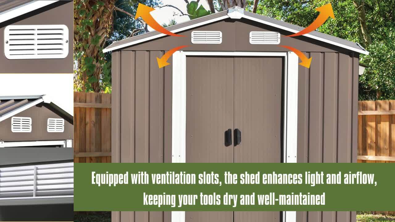 ToolCat Patio 6 ft. W. x 4 ft. D Bike Shed Garden Shed, Metal Storage Shed  with Lockable Door and with Vents, Brown 24 Sq. Ft. MGG1-6-GJF - The Home  Depot