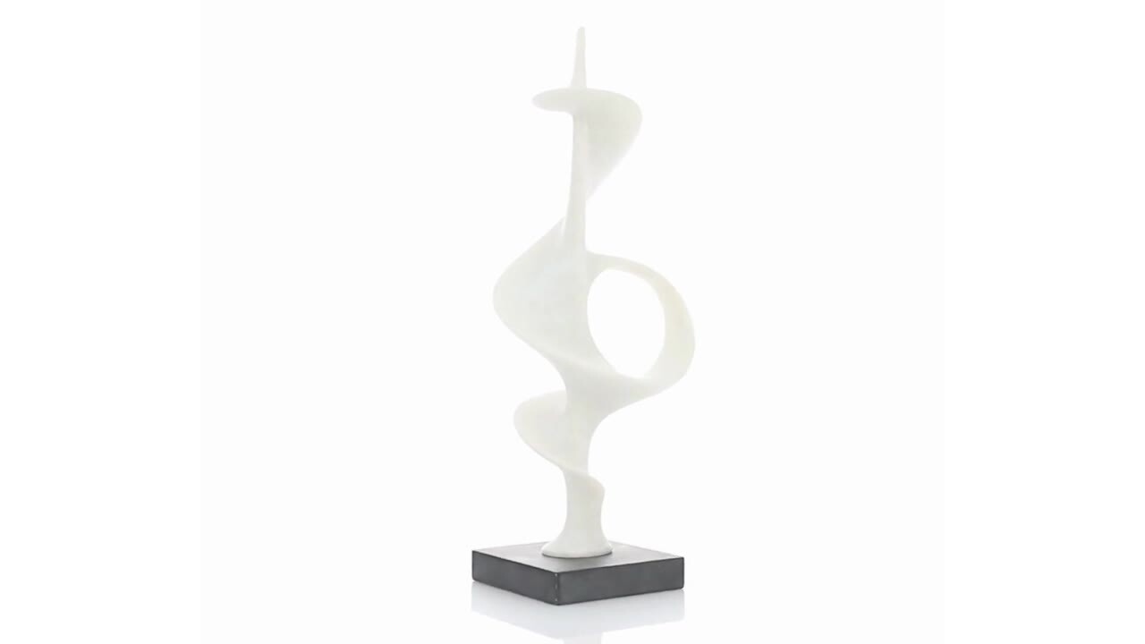 Litton Lane 9 in. x 28 in. White Polystone Abstract Sculpture with