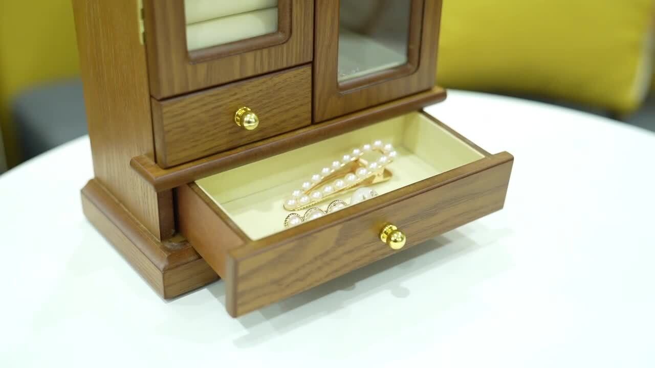 chaoshihui Vintage Wooden Jewelry Organizer Retro Wooden Storage Box Wooden  Keepsake Box