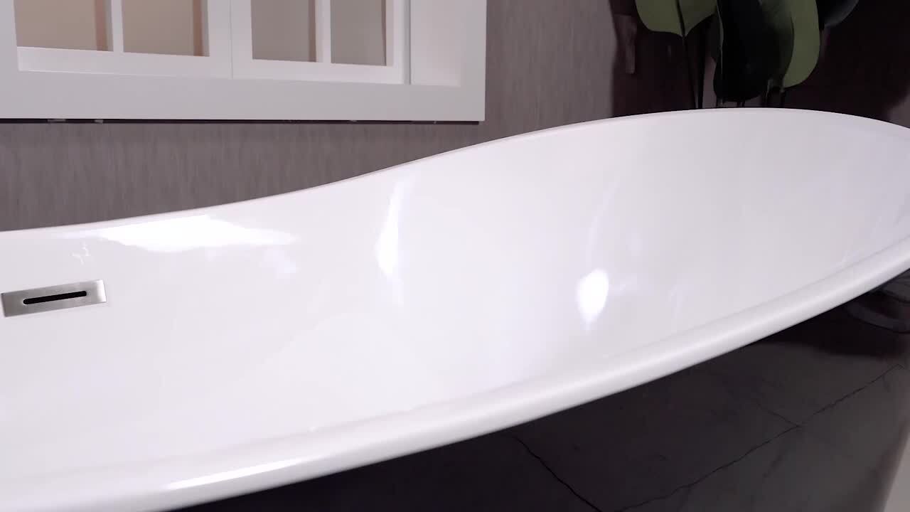 Kolt 59 in. Acrylic FlatBottom Double Ended Bathtub with Brushed Nickel Overflow and Drain Included in Black
