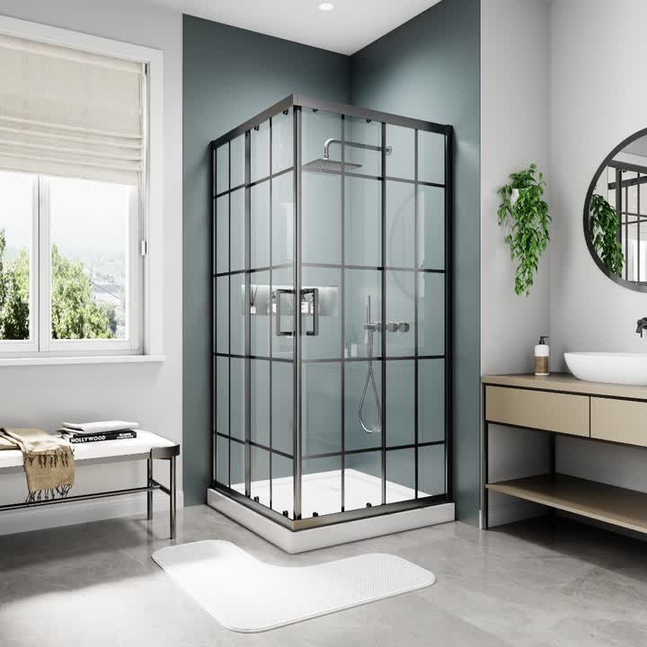 AZDHOME 36 in. W. x 36 in. D x 71 in. H Sliding Frameless Corner