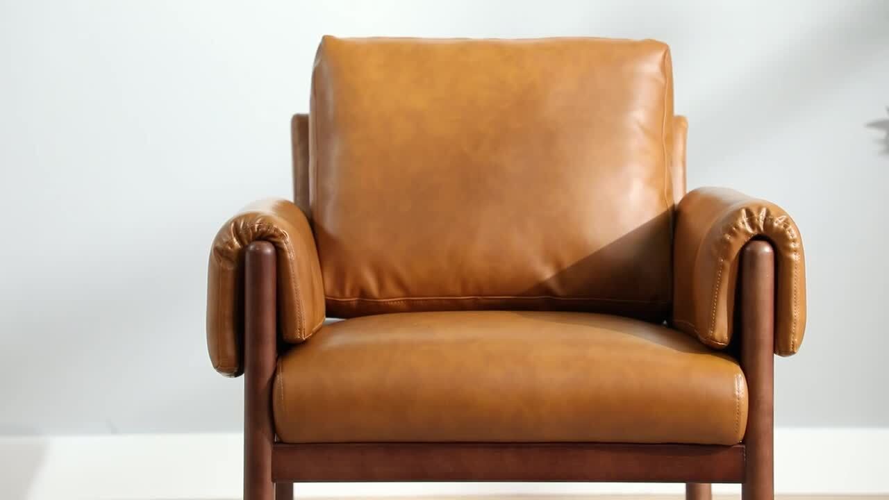 JAYDEN CREATION Adele Camel Faux Leather Arm Chair (Set of 2