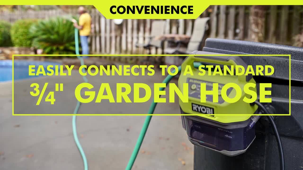 RYOBI ONE+ 18V 1/6 hp. Submersible Pump with 4Ah Battery and