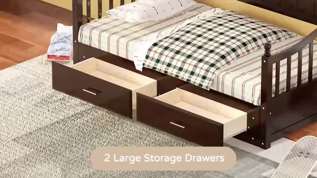Harper & Bright Designs Convertible Espresso ​Wood Twin Size