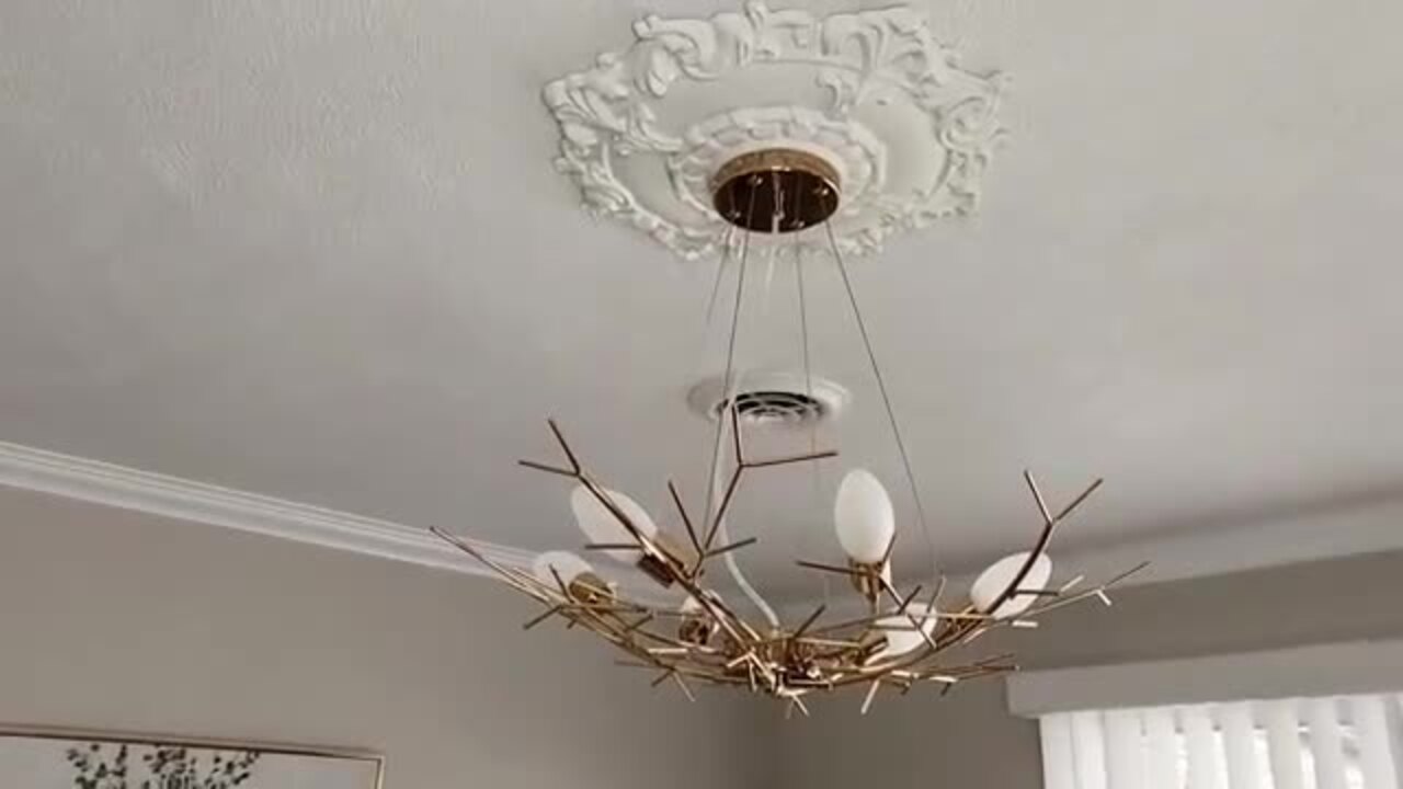 YUYI 10-Light Silver Chandelier, Luxury Ceramic Ginkgo
